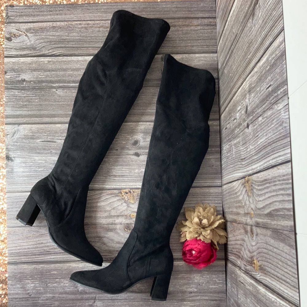 Marc Fisher Suede Black Over-the-Knee Boots